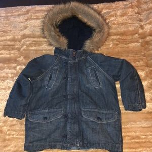 Baby Gap Jean Coat w/fur hood for boys